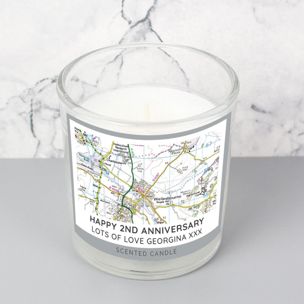 Personalised Present Day Map Compass Scented Jar Candle Extra Image 1